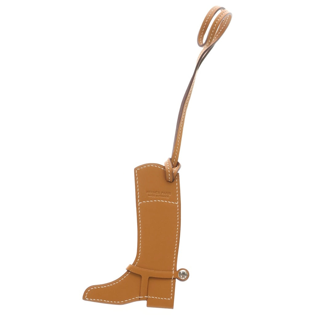 HERMES(エルメス) パドック ボット ヴォーバトラー ヴォースイフト ブーツモチーフ バッグチャーム ナチュラルサブレ/ブルー レディース