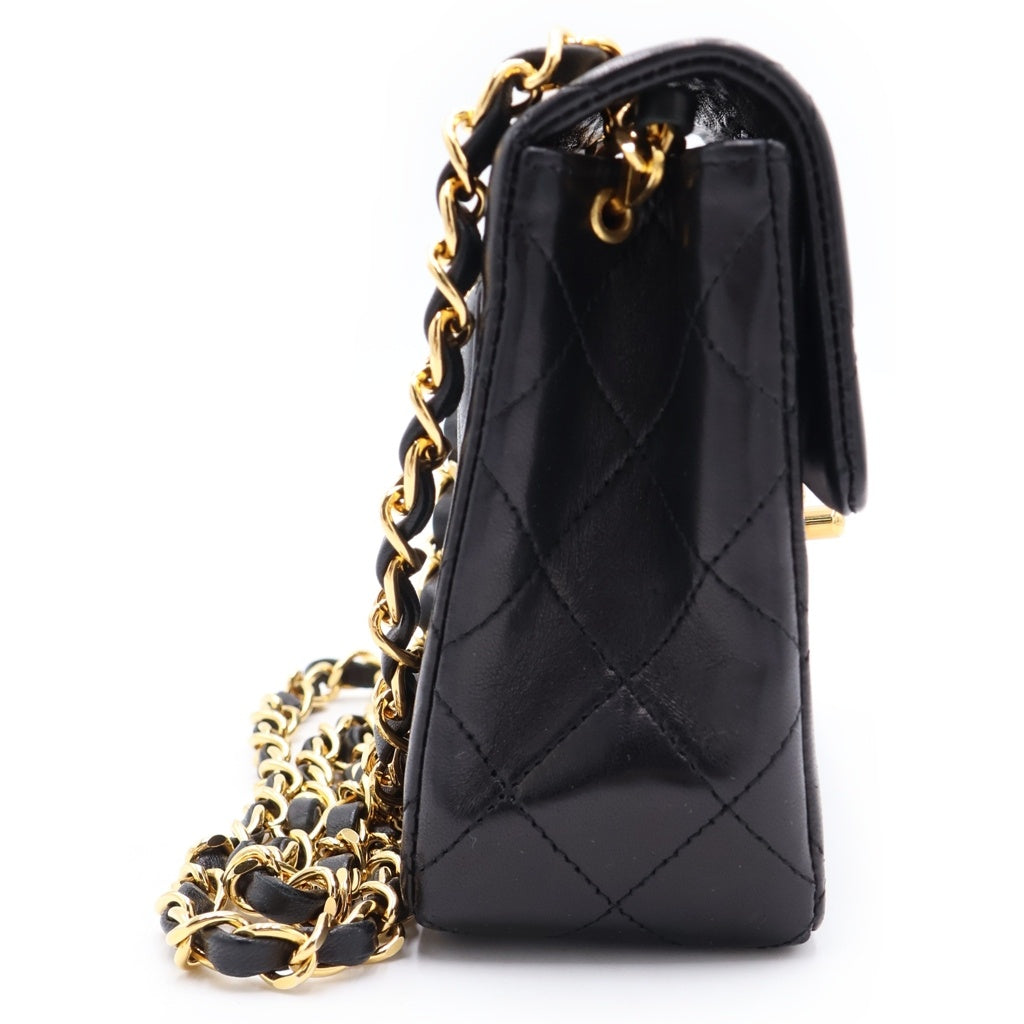 CHANEL(シャネル) ミニマトラッセ17 ココマーク チェーン ショルダーバック シングル フラップ ゴールド金具 ラムスキン レザー ブラック レディース