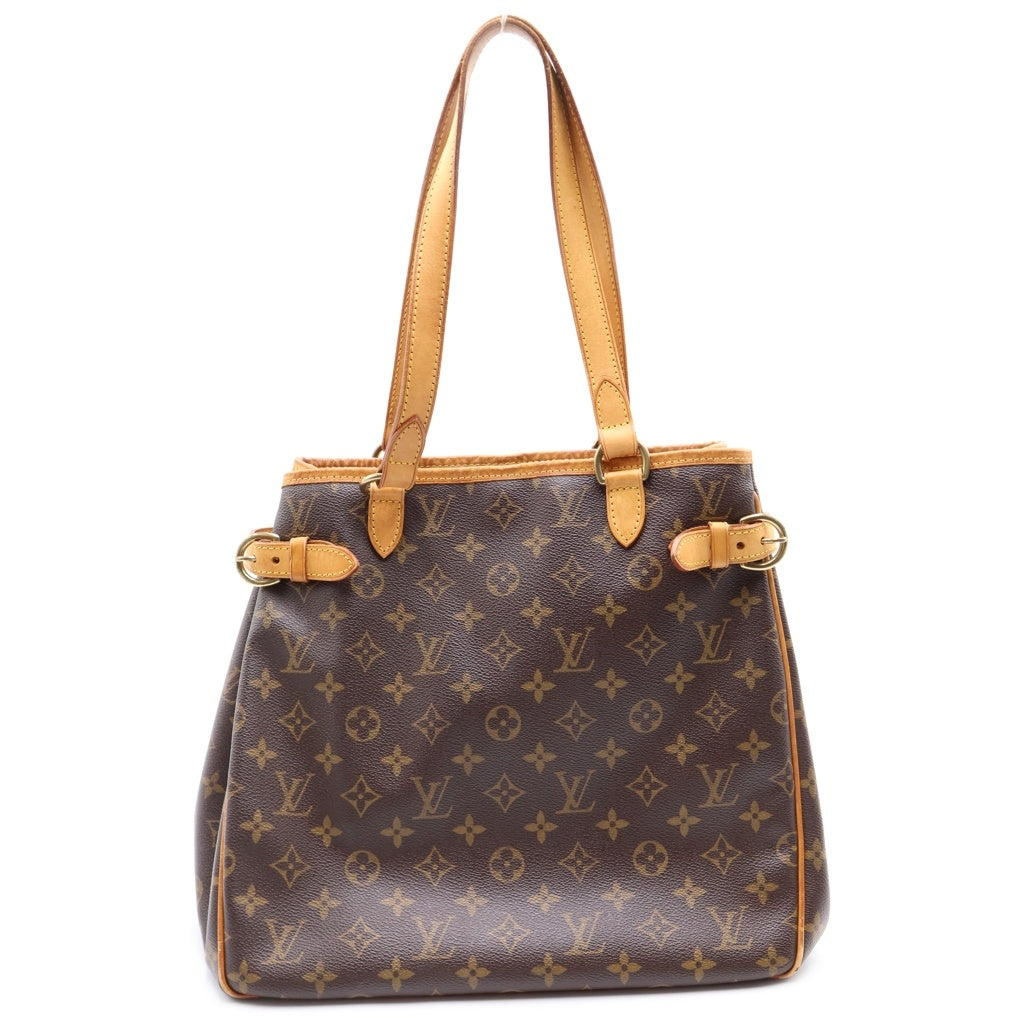 LOUIS VUITTON(ルイヴィトン) モノグラム バティニョールヴェルティカル ハンドバッグ ミニトートバッグ ブラウン レザー×PVC M51153 ゴールド金具 レディース