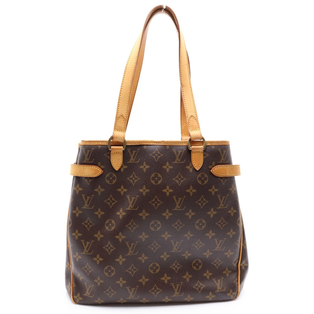 LOUIS VUITTON(ルイヴィトン) モノグラム バティニョールヴェルティカル ハンドバッグ ミニトートバッグ ブラウン レザー×PVC M51153 ゴールド金具 レディース