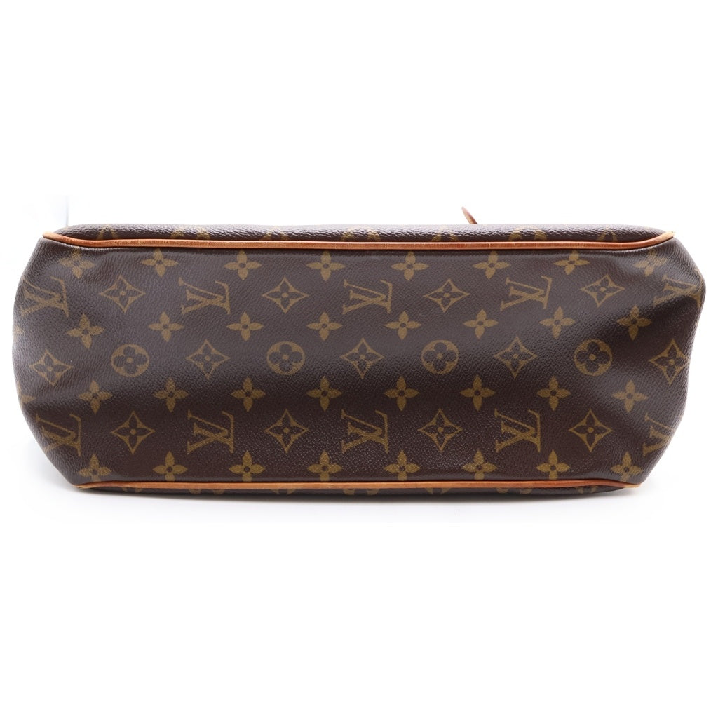 LOUIS VUITTON(ルイヴィトン) モノグラム バティニョールヴェルティカル ハンドバッグ ミニトートバッグ ブラウン レザー×PVC M51153 ゴールド金具 レディース