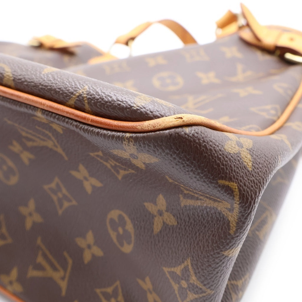LOUIS VUITTON(ルイヴィトン) モノグラム バティニョールヴェルティカル ハンドバッグ ミニトートバッグ ブラウン レザー×PVC M51153 ゴールド金具 レディース
