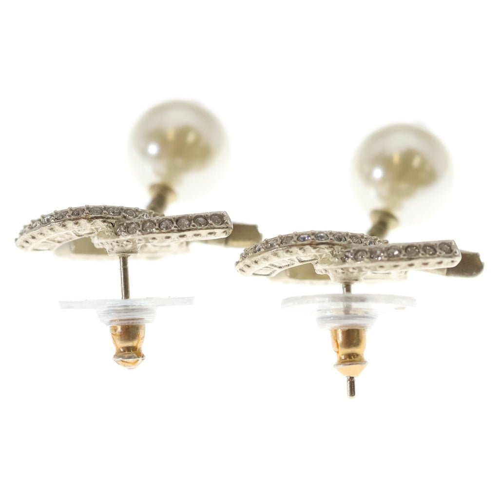 CHANEL(シャネル) ココマーク ラインストーン フェイクパール ピアス シルバー/ホワイト A20V レディース