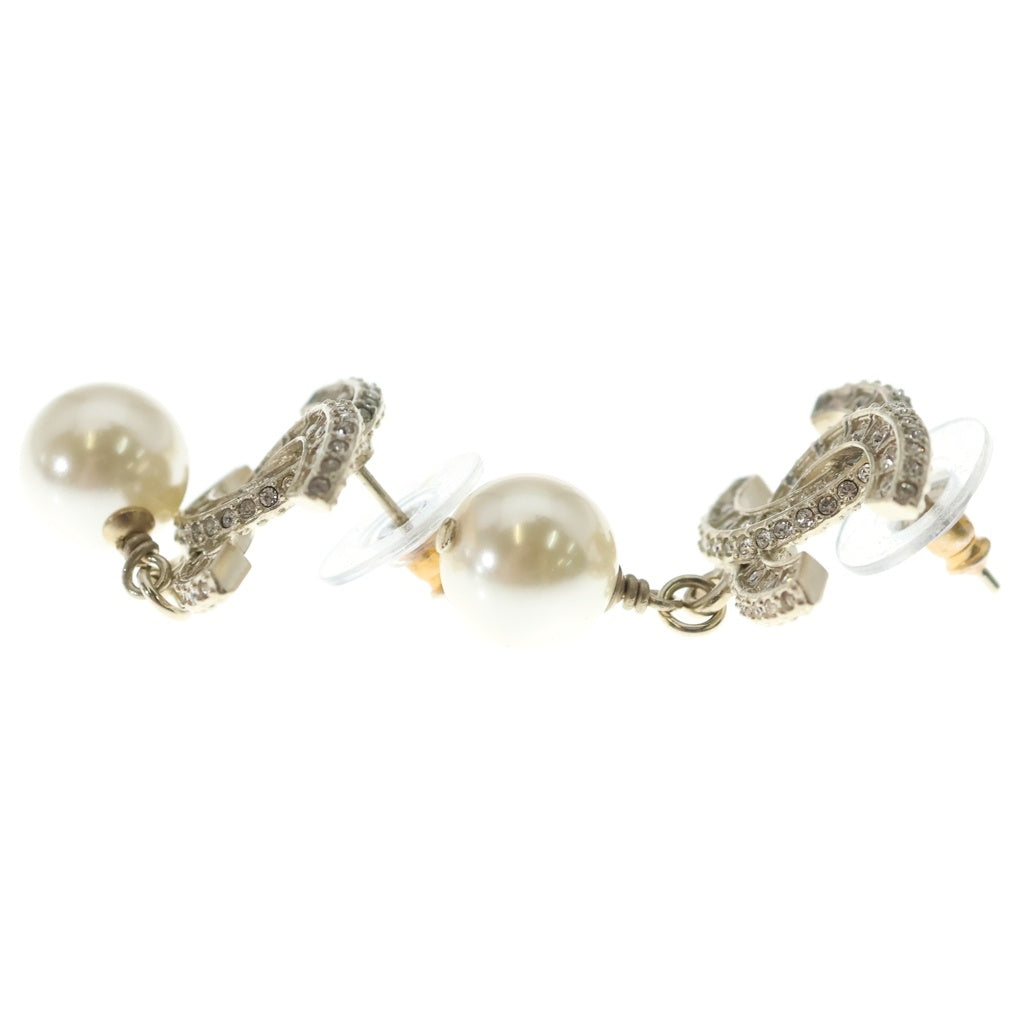 CHANEL(シャネル) ココマーク ラインストーン フェイクパール ピアス シルバー/ホワイト A20V レディース