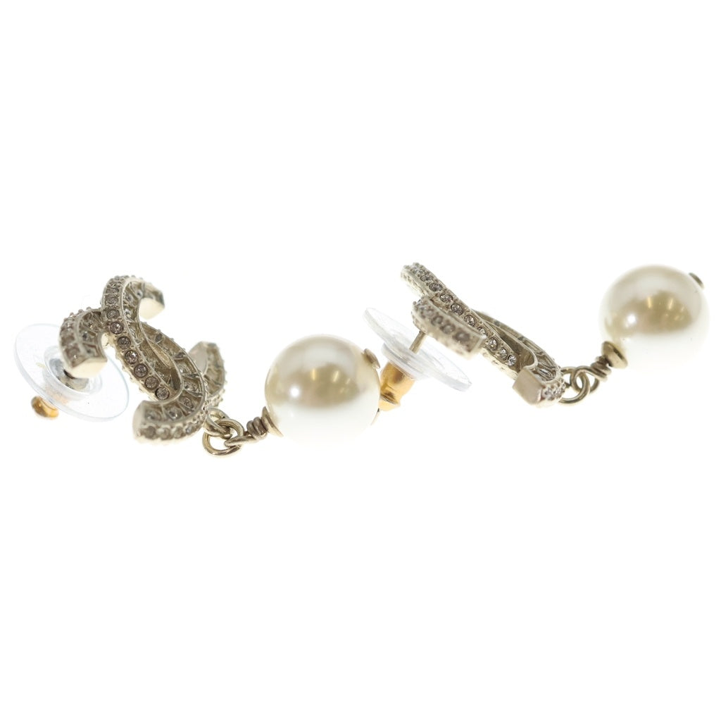CHANEL(シャネル) ココマーク ラインストーン フェイクパール ピアス シルバー/ホワイト A20V レディース