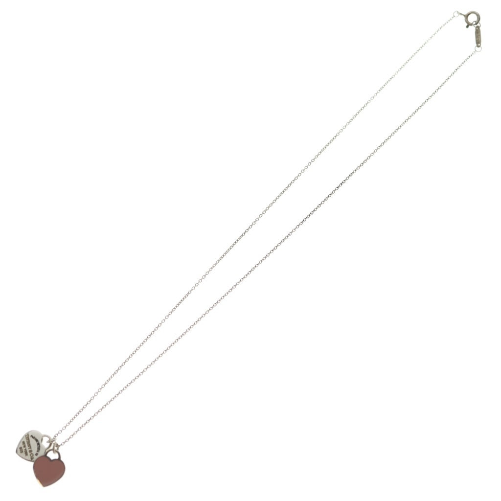 TIFFANY & Co.(ティファニー) リターントゥティファニー ダブルハートタグ ネックレス ペンダント チェーン シルバー×ピンク Ag925 レディース