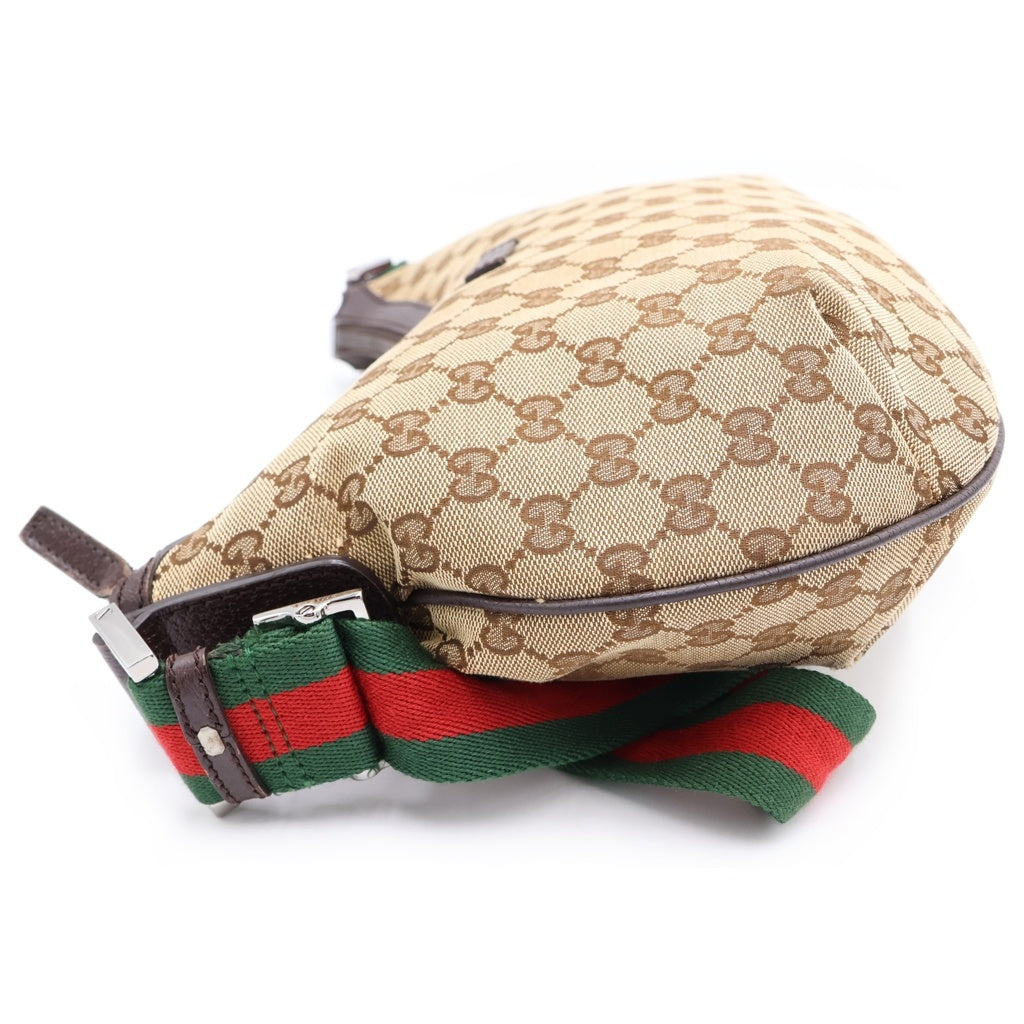 GUCCI(グッチ) GGキャンバス ショルダーバッグブラウン レザー×キャンバス 181092 シルバー金具 レディース