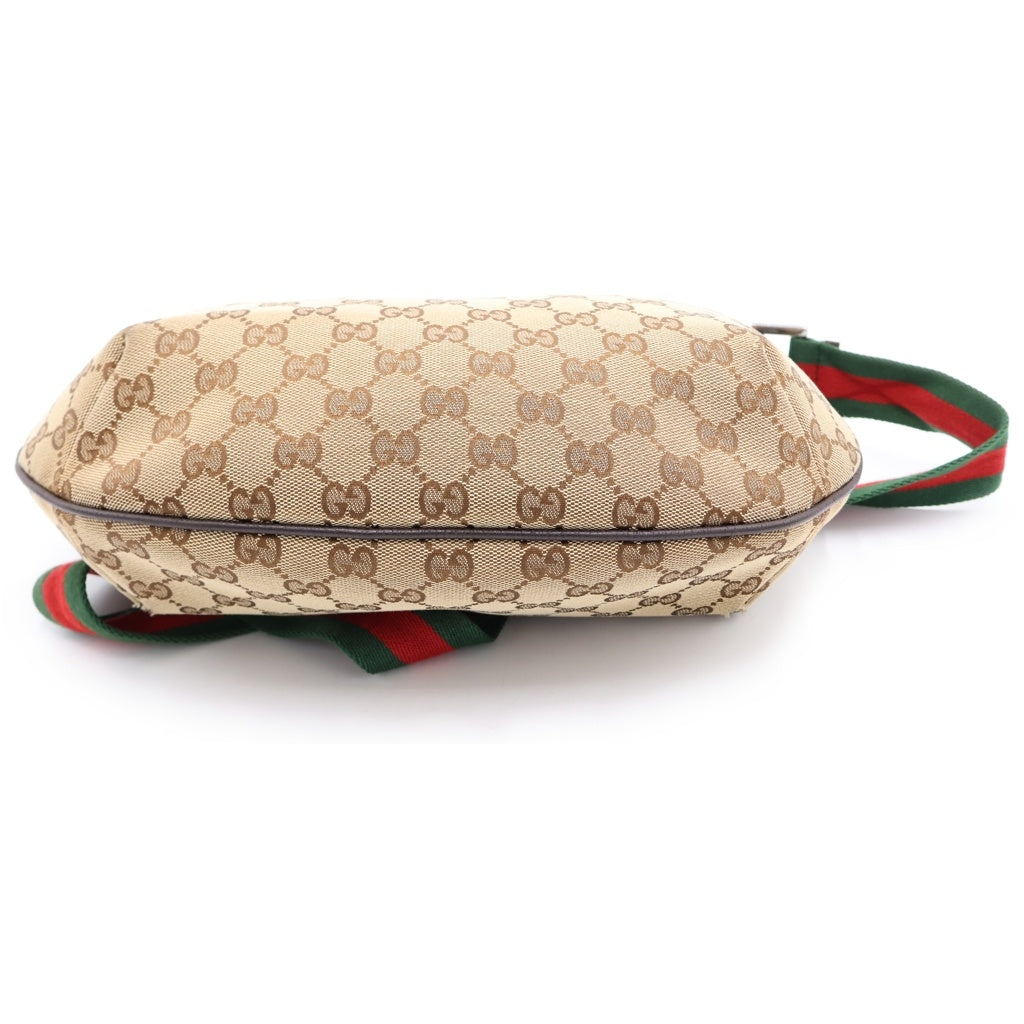GUCCI(グッチ) GGキャンバス ショルダーバッグブラウン レザー×キャンバス 181092 シルバー金具 レディース