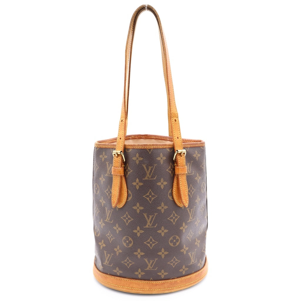 LOUIS VUITTON(ルイヴィトン) モノグラム バゲットPM ハンドバッグ ミニトートバッグ ブラウン レザー×PVC M42238 ゴールド金具 レディース