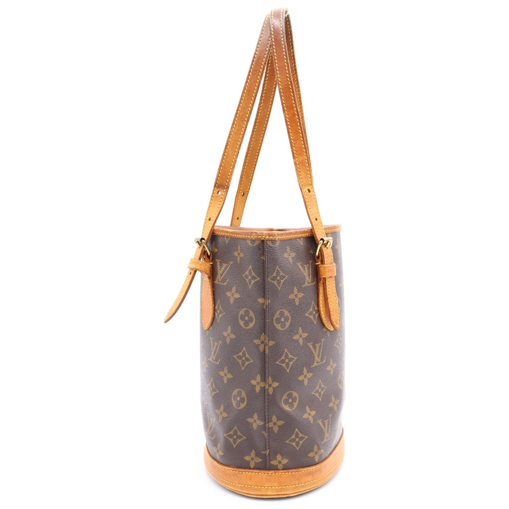 LOUIS VUITTON(ルイヴィトン) モノグラム バゲットPM ハンドバッグ ミニトートバッグ ブラウン レザー×PVC M42238 ゴールド金具 レディース