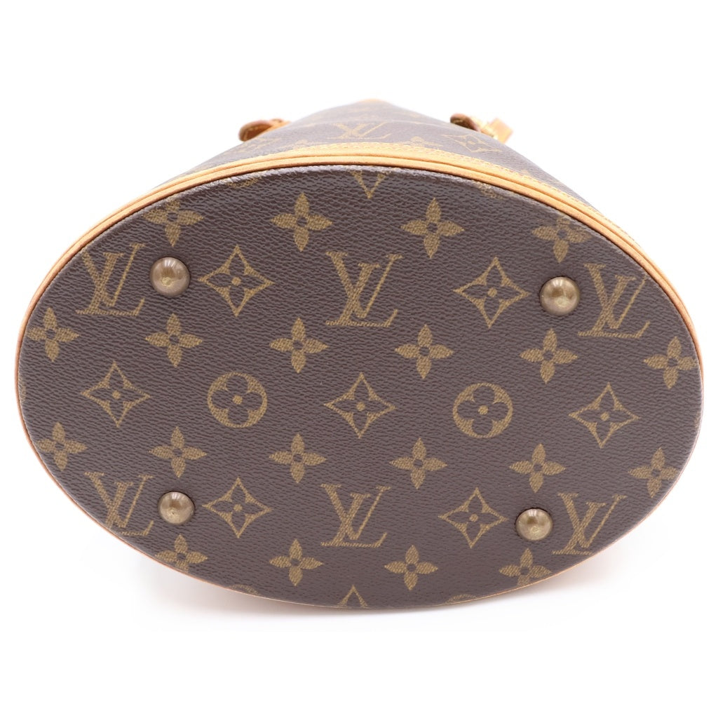 LOUIS VUITTON(ルイヴィトン) モノグラム バゲットPM ハンドバッグ ミニトートバッグ ブラウン レザー×PVC M42238 ゴールド金具 レディース