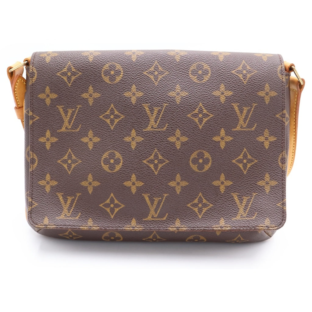 LOUIS VUITTON(ルイヴィトン) モノグラム ミュゼットタンゴ ショルダーバッグ ブラウン レザー×PVC M51388 ゴールド金具 レディース