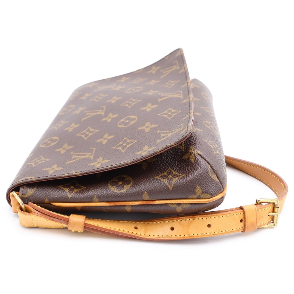 LOUIS VUITTON(ルイヴィトン) モノグラム ミュゼットタンゴ ショルダーバッグ ブラウン レザー×PVC M51388 ゴールド金具 レディース