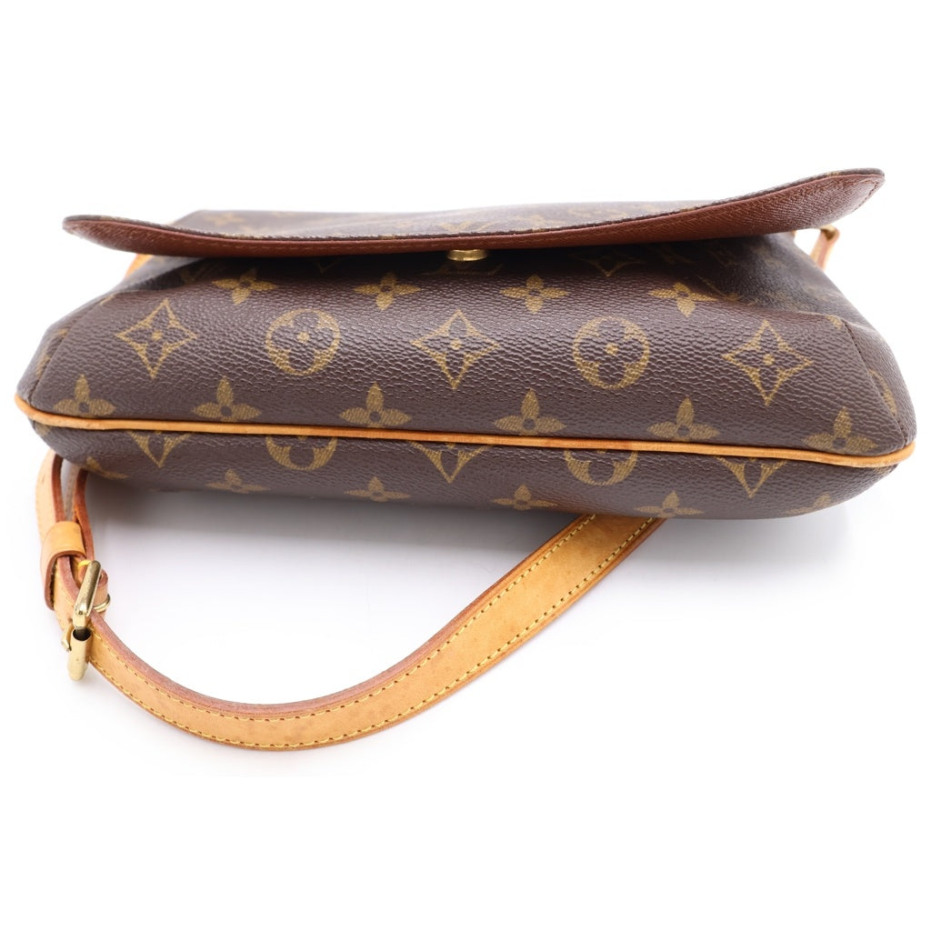 LOUIS VUITTON(ルイヴィトン) モノグラム ミュゼットタンゴ ショルダーバッグ ブラウン レザー×PVC M51388 ゴールド金具 レディース