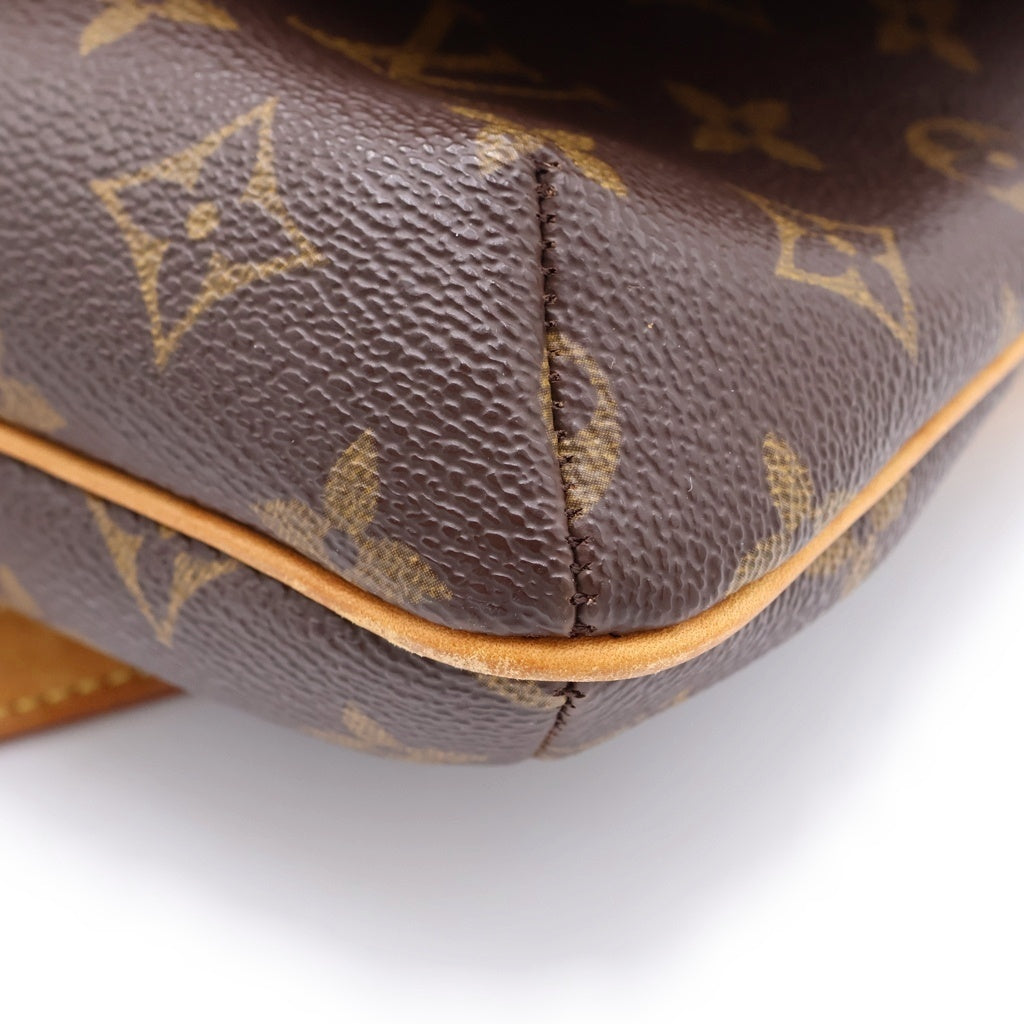 LOUIS VUITTON(ルイヴィトン) モノグラム ミュゼットタンゴ ショルダーバッグ ブラウン レザー×PVC M51388 ゴールド金具 レディース