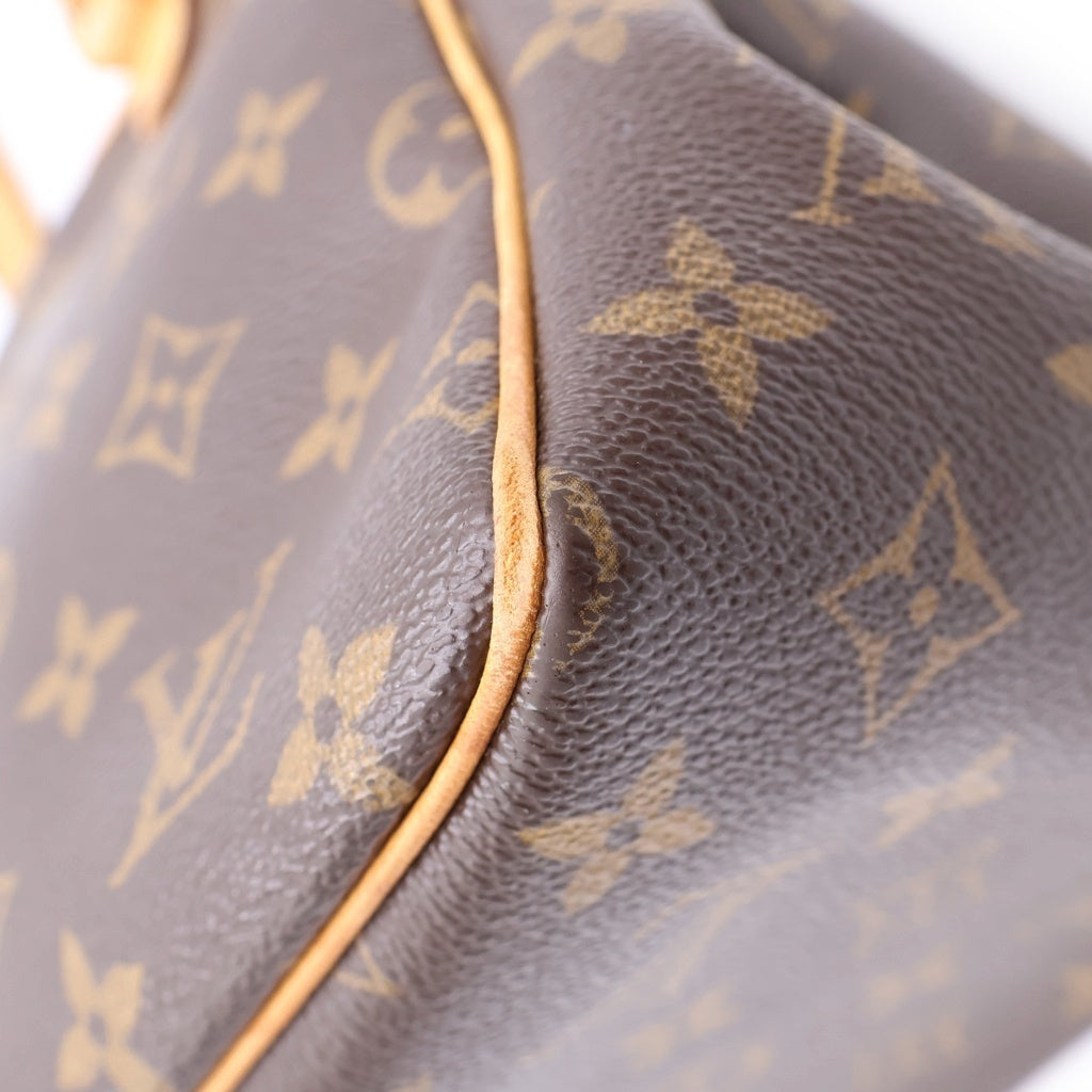 LOUIS VUITTON(ルイヴィトン) モノグラム バティニョール ハンドバッグ ミニトートバッグ ブラウン レザー×PVC M51156 ゴールド金具 レディース