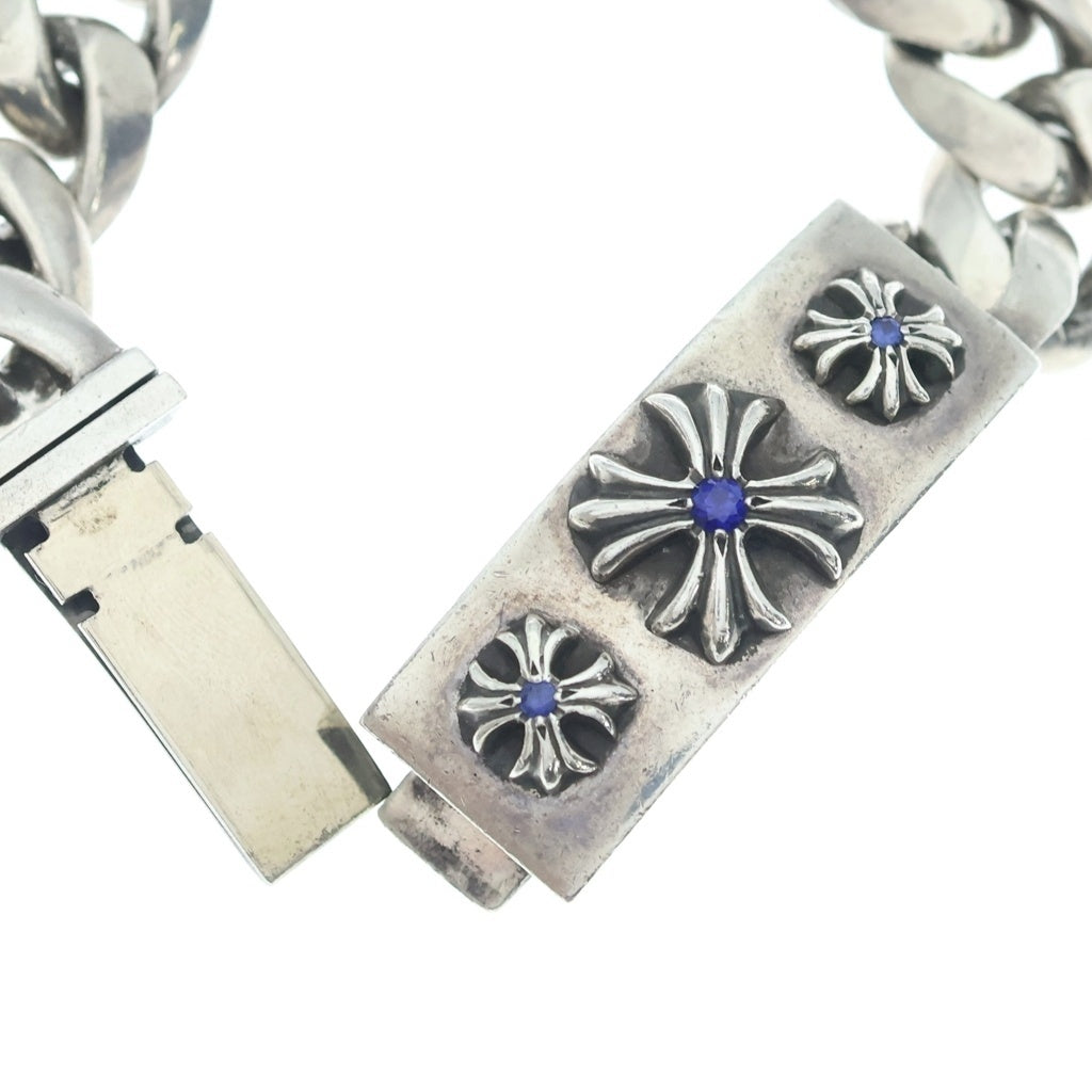 CHROME HEARTS(クロムハーツ) 3CHX プラス IDブルーサファイアシルバーチェーンブレスレット