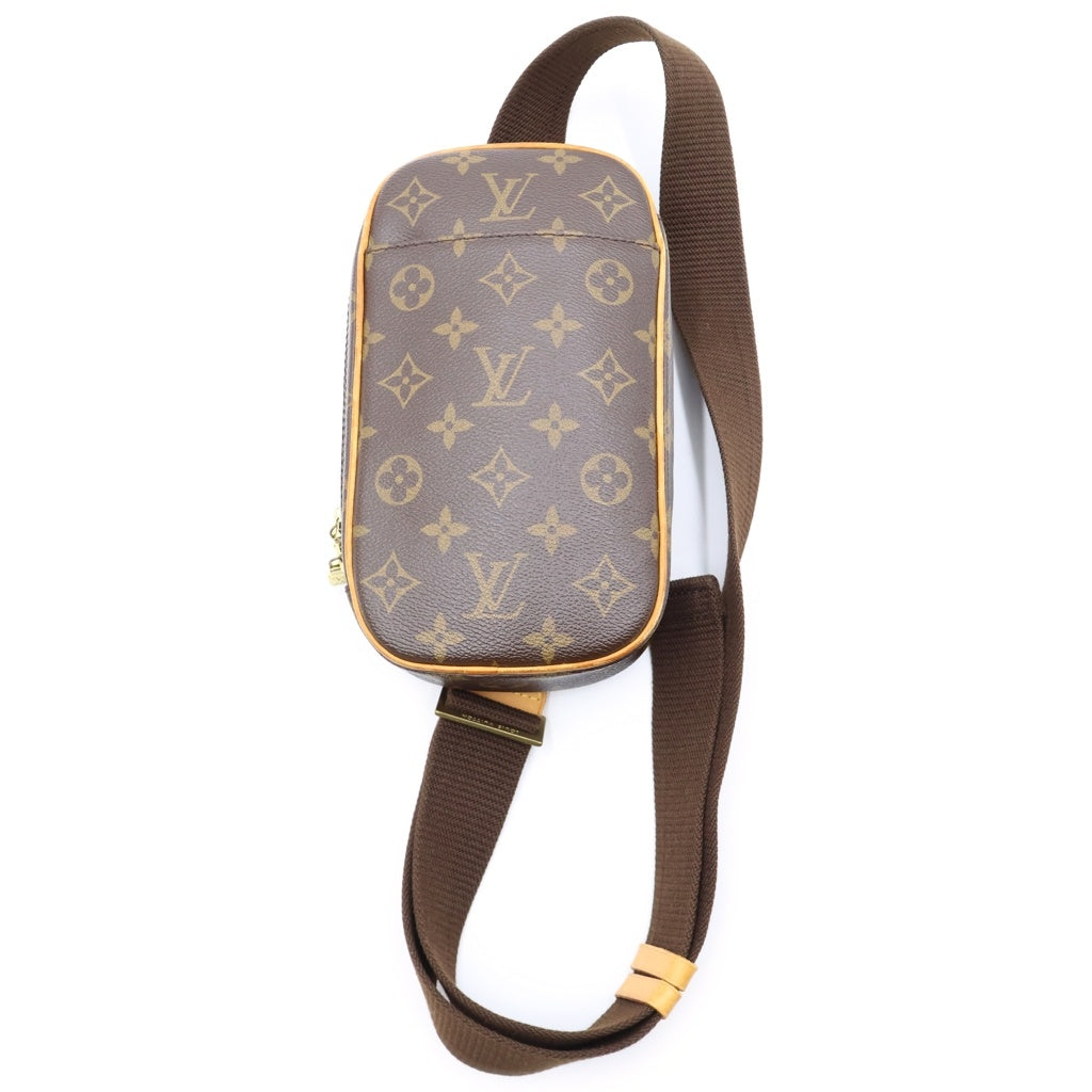 LOUIS VUITTON(ルイヴィトン) モノグラム ポシェットガンジュ ショルダーバッグ ウエストバッグ ボディバッグ ブラウン レザー×PVC M51870 ゴールド金具