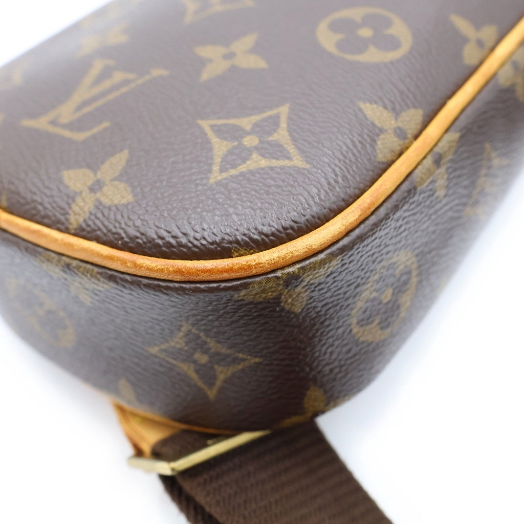 LOUIS VUITTON(ルイヴィトン) モノグラム ポシェットガンジュ ショルダーバッグ ウエストバッグ ボディバッグ ブラウン レザー×PVC M51870 ゴールド金具