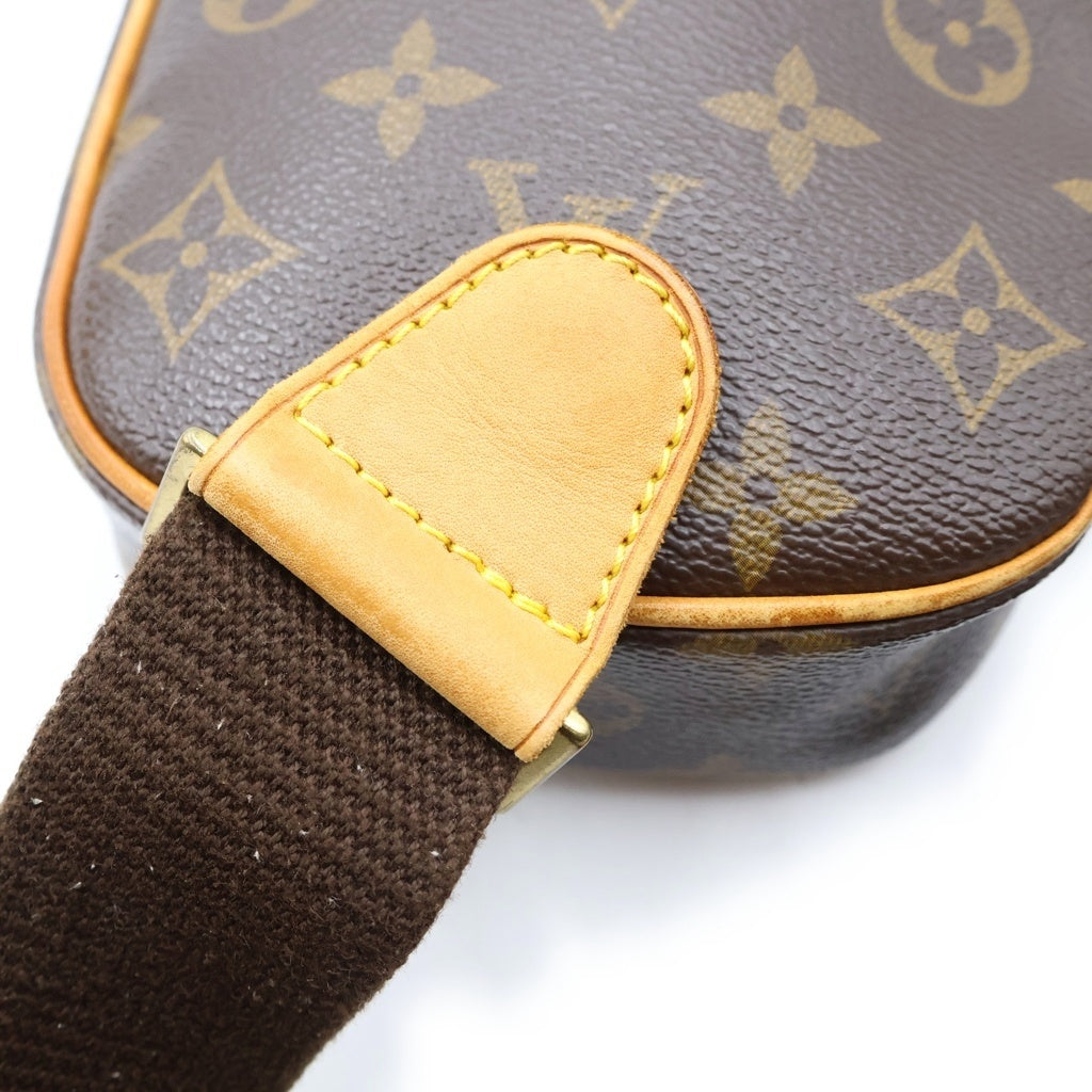 LOUIS VUITTON(ルイヴィトン) モノグラム ポシェットガンジュ ショルダーバッグ ウエストバッグ ボディバッグ ブラウン レザー×PVC M51870 ゴールド金具