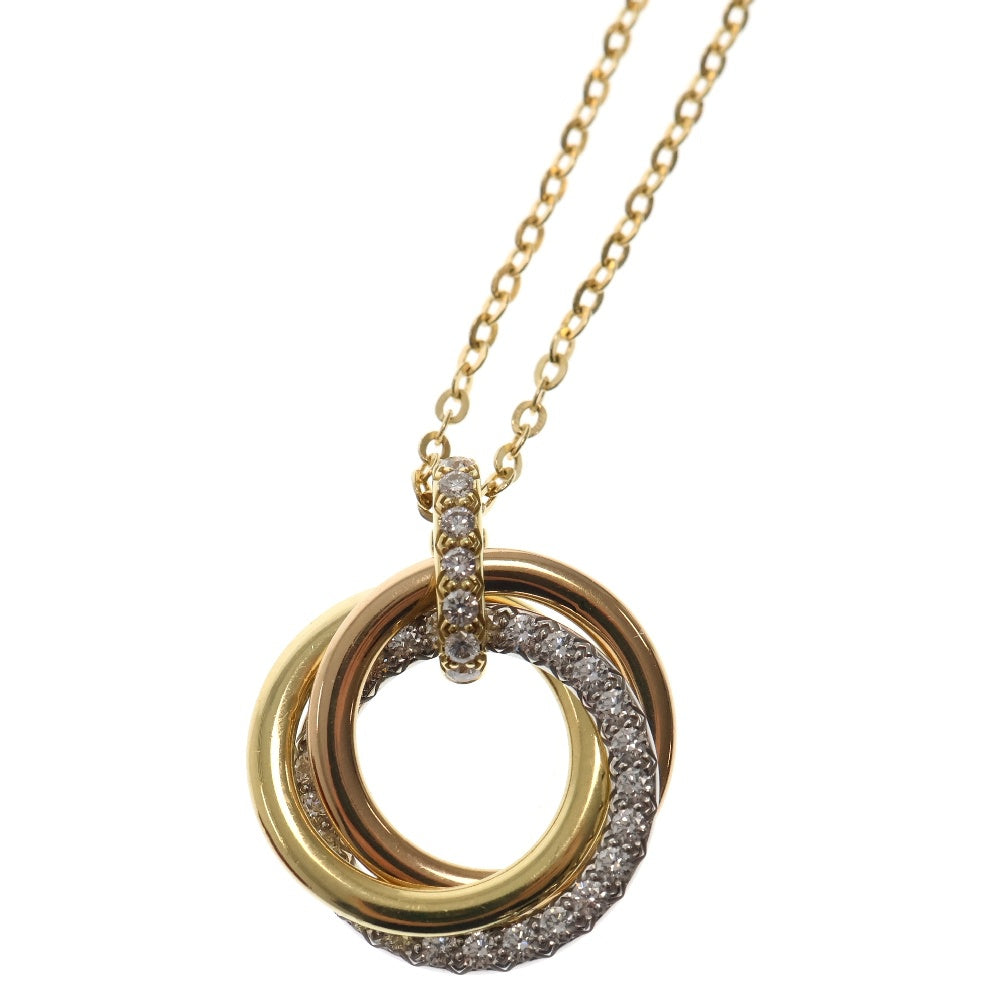 Cartier(カルティエ) トリニティ ネックレス セミパヴェダイヤ Au750YG/PG/WG ペンダント イエローゴールド×ホワイトゴールド×ピンクゴールド