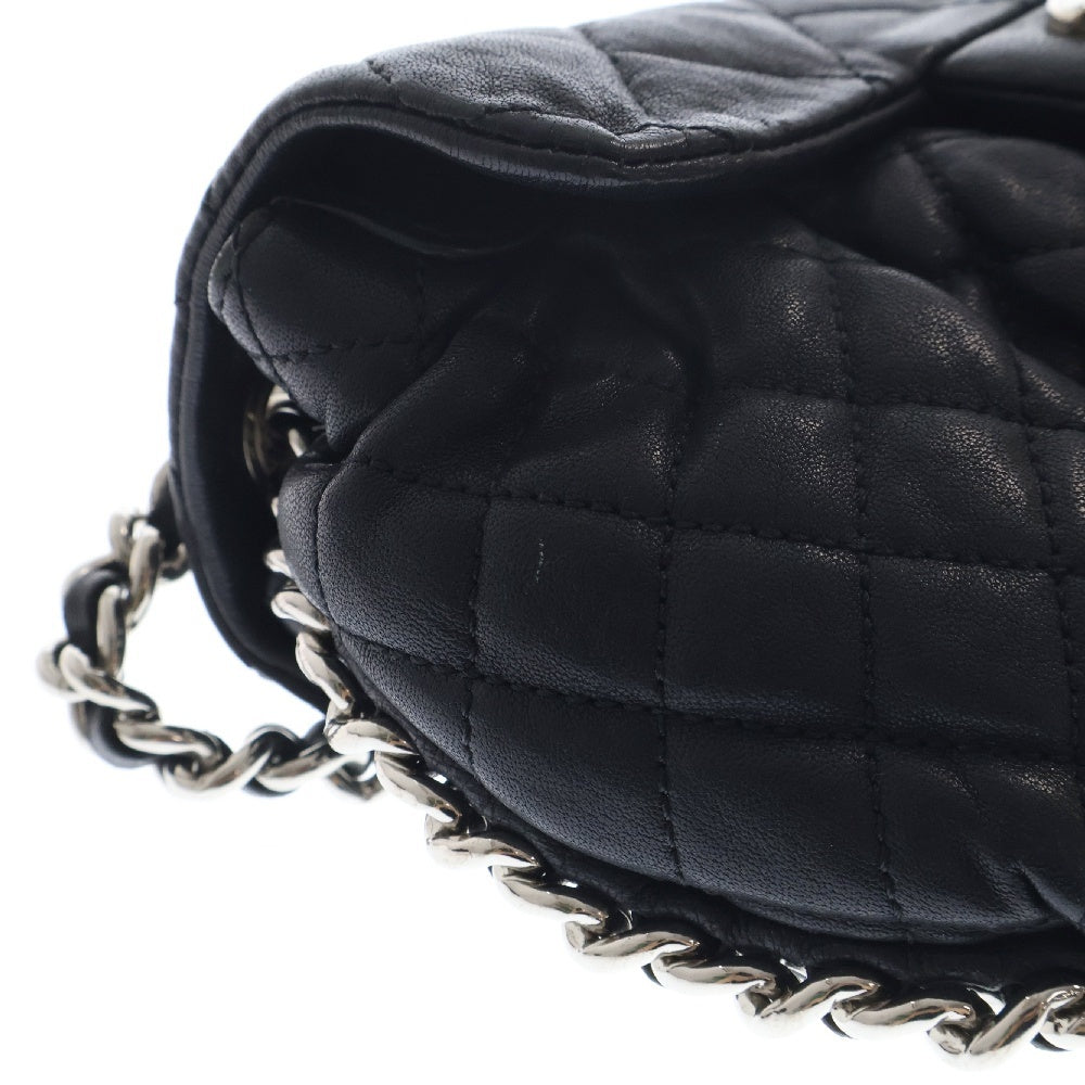 CHANEL(シャネル) マトラッセ チェーンアラウンドショルダーバッグ ブラック ラムスキン シルバー金具 チェーンショルダー ポシェット