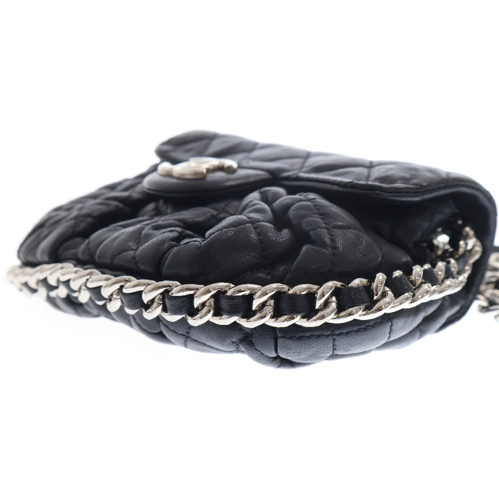 CHANEL(シャネル) マトラッセ チェーンアラウンドショルダーバッグ ブラック ラムスキン シルバー金具 チェーンショルダー ポシェット