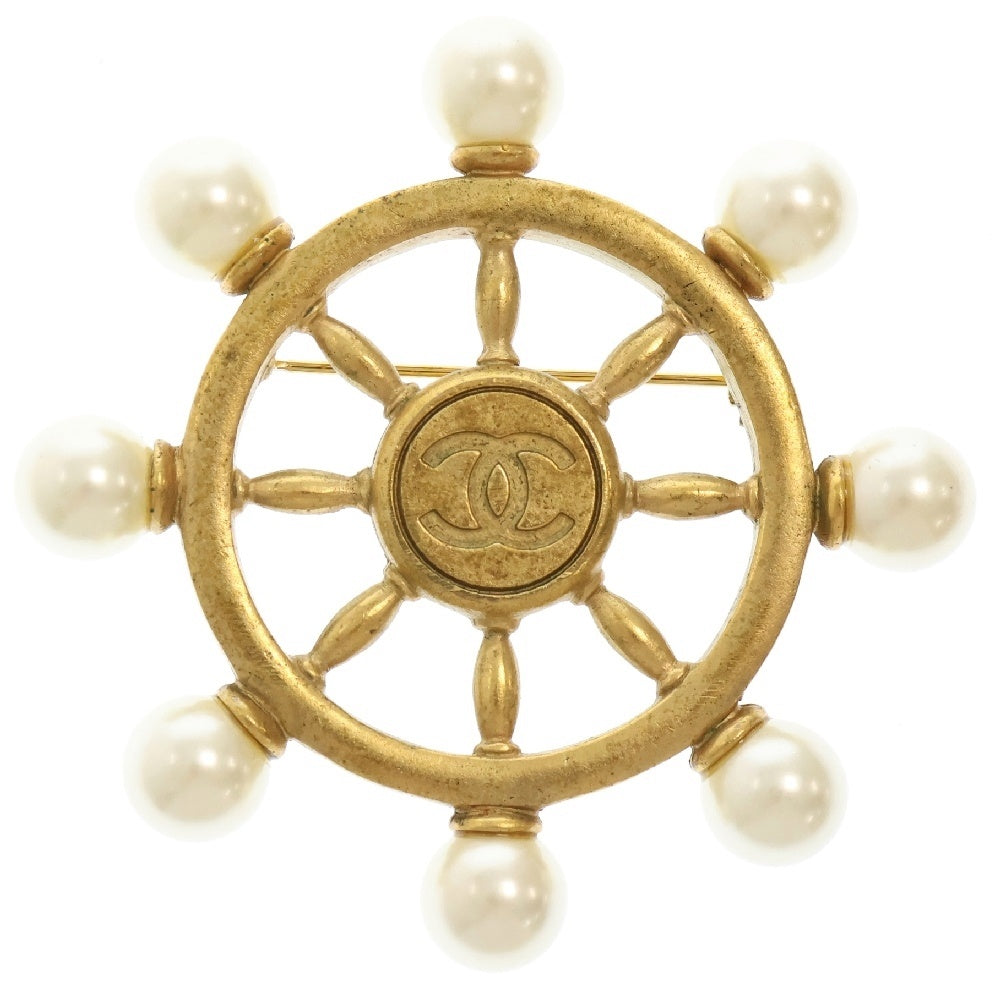 CHANEL(シャネル) ココマーク 舵 ラダー フェイクパール ブローチ 94P ゴールド