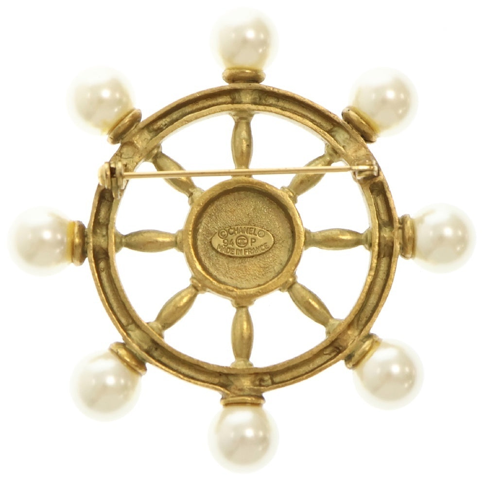 CHANEL(シャネル) ココマーク 舵 ラダー フェイクパール ブローチ 94P ゴールド