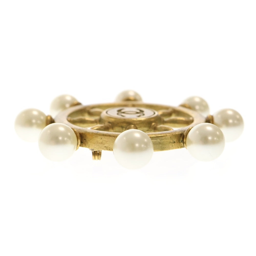 CHANEL(シャネル) ココマーク 舵 ラダー フェイクパール ブローチ 94P ゴールド