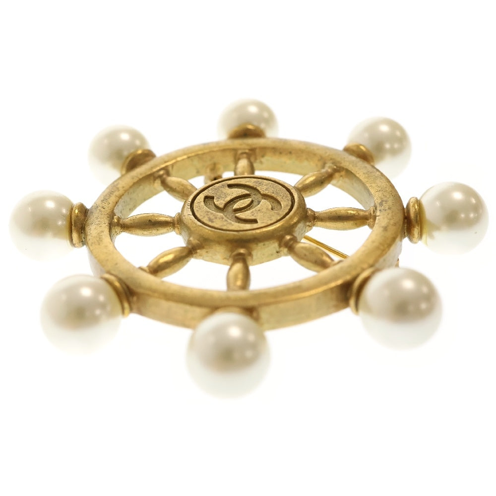 CHANEL(シャネル) ココマーク 舵 ラダー フェイクパール ブローチ 94P ゴールド