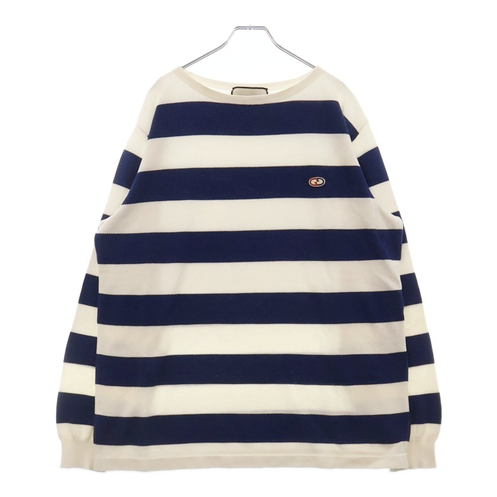 GUCCI(グッチ) トップス 長袖 ボーダー柄 ブルー×ベージュ コットン 626048