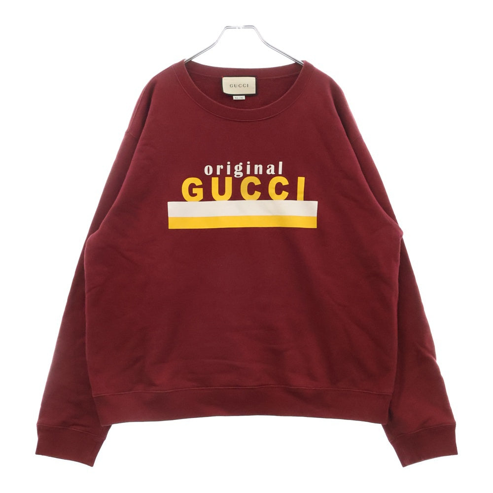 GUCCI(グッチ) 20AW ロゴプリント クルーネック トレーナー スウェット ボルドー コットン XJCOR original GUCCI 626990