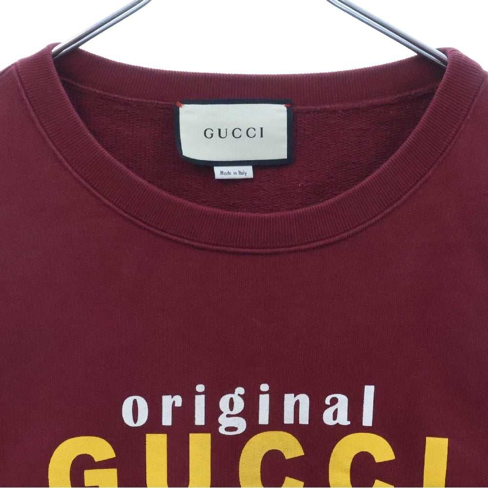 GUCCI(グッチ) 20AW ロゴプリント クルーネック トレーナー スウェット ボルドー コットン XJCOR original GUCCI 626990