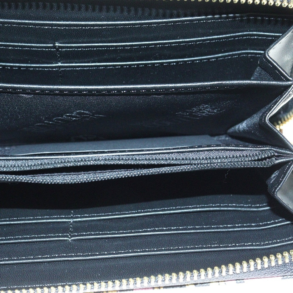 VERSACE JEANS COUTURE(ヴェルサーチジーンズクチュール) バロック ロゴ ラウンドファスナー 長財布 ピンク ゴールド金具 PVC 総柄 ウォレット