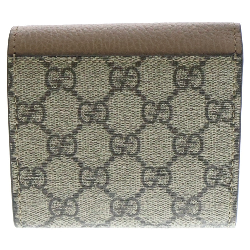 GUCCI(グッチ) GGスプリーム ミディアムウォレット 二つ折り財布 ピンク×ベージュ PVCレザー 598587
