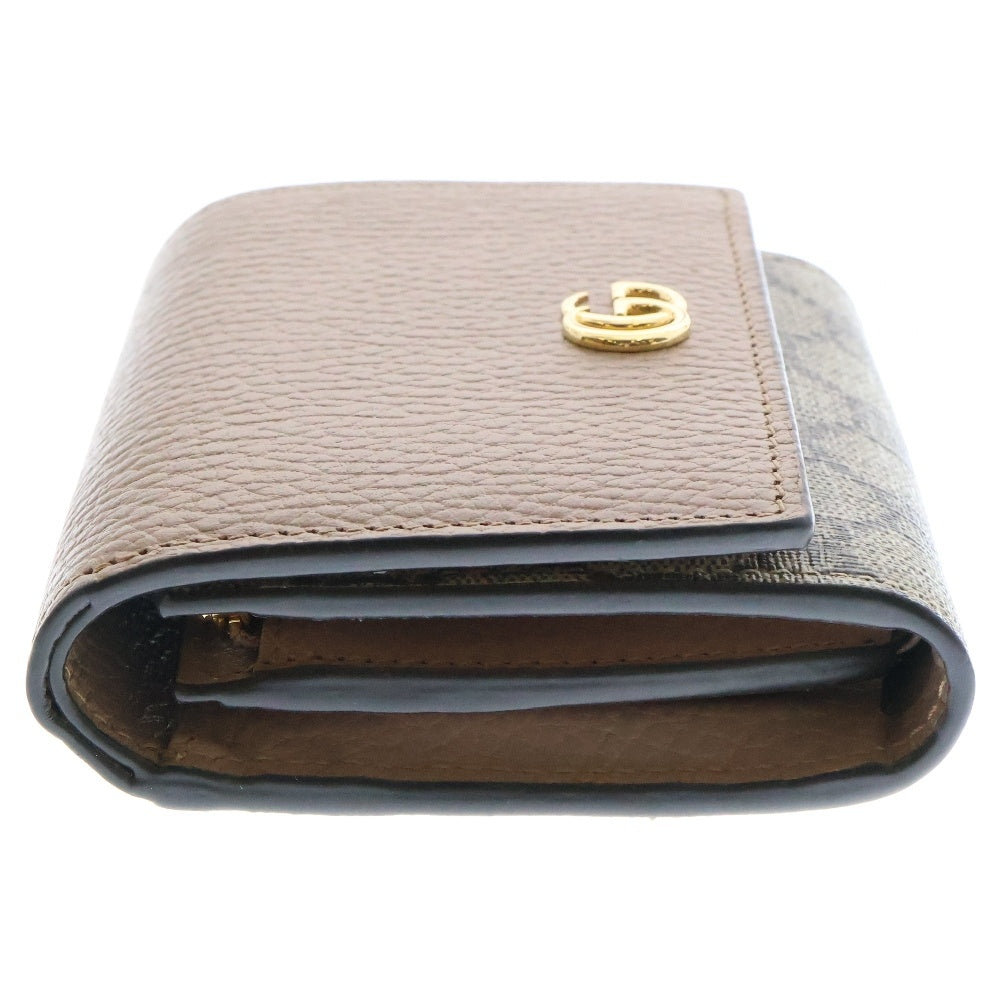 GUCCI(グッチ) GGスプリーム ミディアムウォレット 二つ折り財布 ピンク×ベージュ PVCレザー 598587