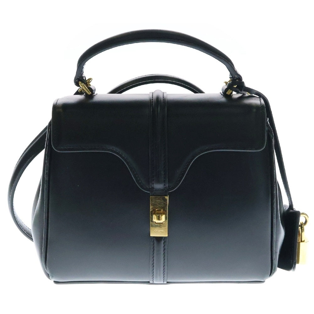 CELINE(セリーヌ) セーズ16 ミニ ショルダーバッグ 斜め掛けバッグ ブラック カーフレザー GD金具