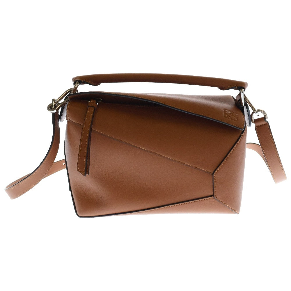 LOEWE(ロエベ) パズルバッグ 2WAYバッグ ハンドバッグ ショルダーバッグ ブラウン スモール タン レザー シルバー金具