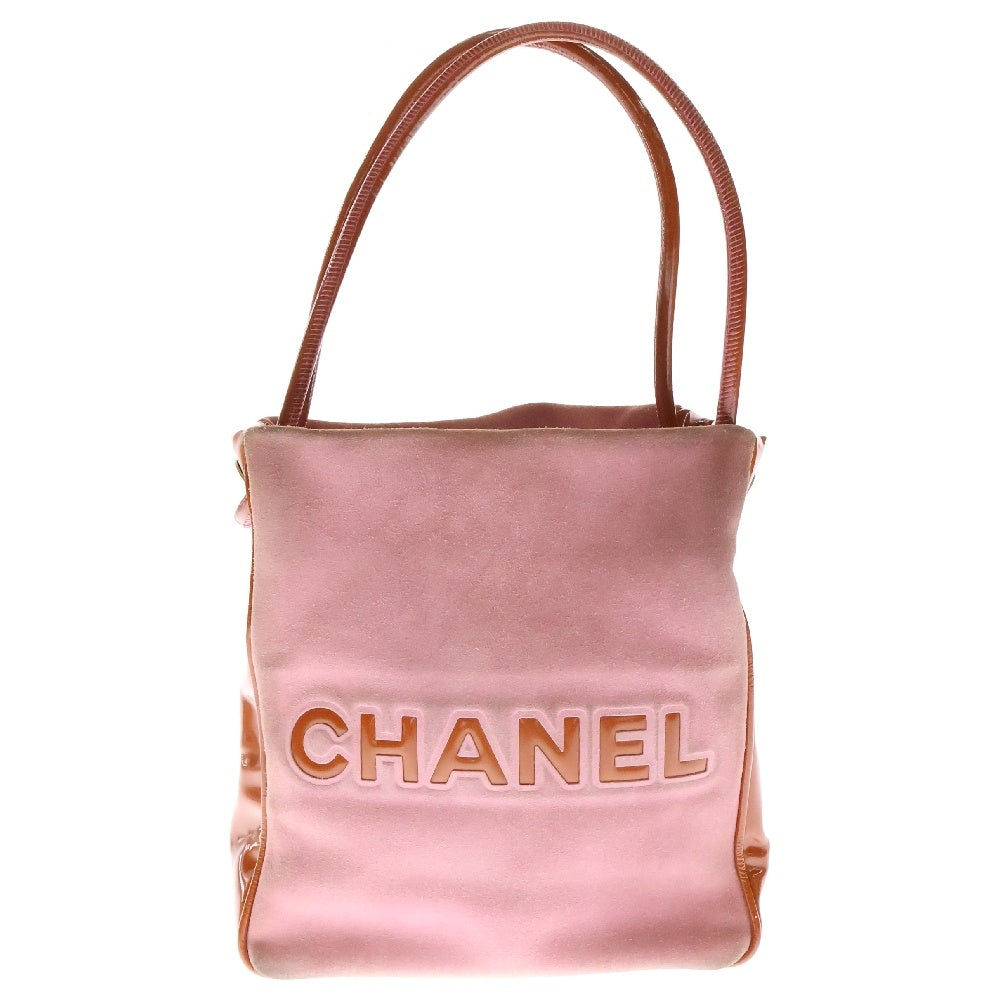 CHANEL(シャネル) カメリア ロゴ ハンドバッグ ピンク×オレンジ スエード×パテント