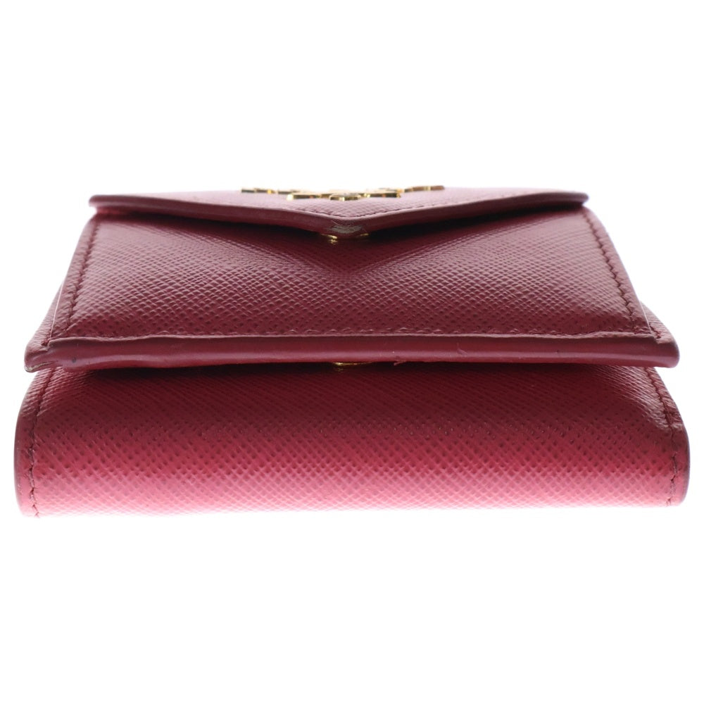 PRADA(プラダ) サフィアーノ 三つ折り財布 コンパクトウォレット ピンク レザー 1MH021 レディース