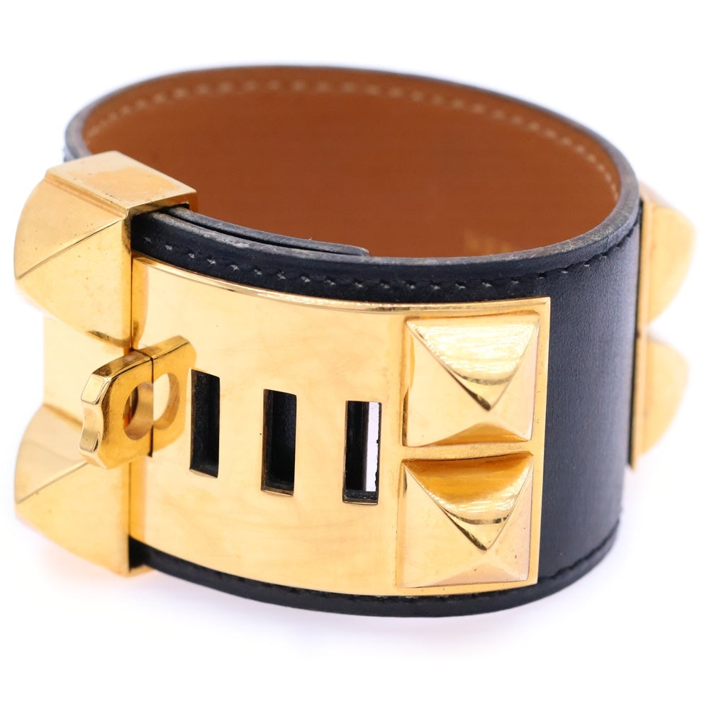 HERMES(エルメス) コリエドシアン ブレスレット ブラック ボックスカーフ ゴールド金具 〇Y刻印 アクセサリー