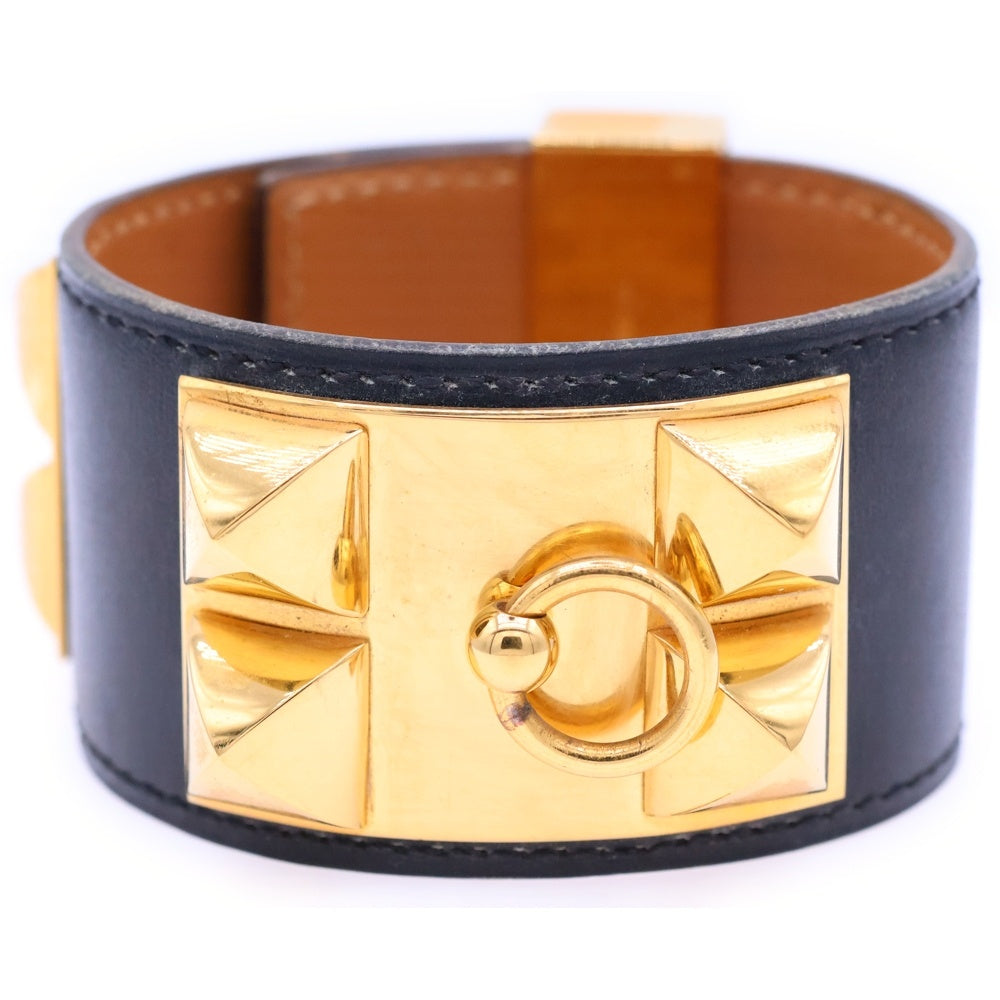 HERMES(エルメス) コリエドシアン ブレスレット ブラック ボックスカーフ ゴールド金具 〇Y刻印 アクセサリー