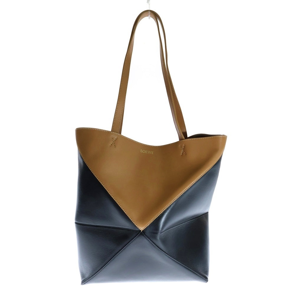 LOEWE(ロエベ) パズル フォルド ミニ トート ウォームデザート×ブラック シャイニーカーフスキン