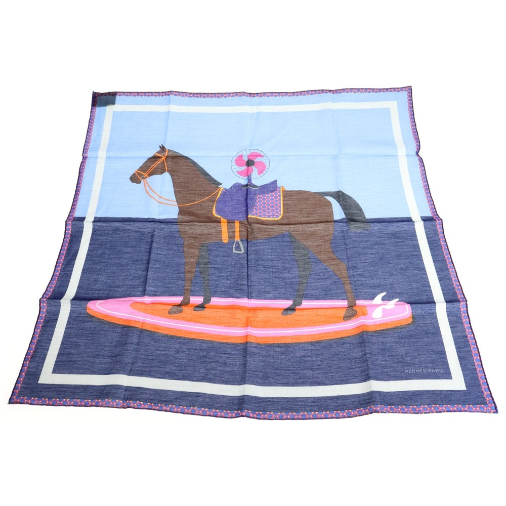 HERMES(エルメス) カレ65 SURFING FUN サーフィンファン ブルー系 シルク 馬