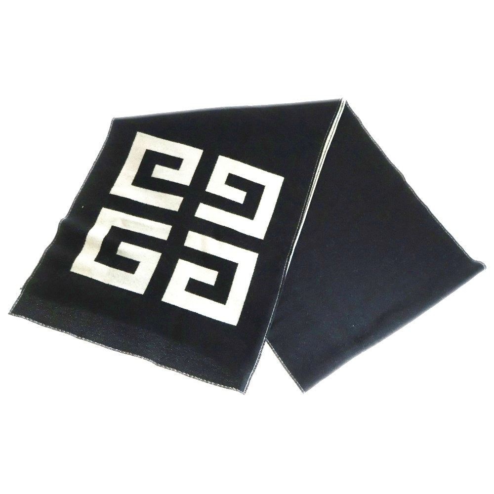 GIVENCHY(ジバンシィ) 4Gロゴ シルク混 ウール マフラー ブラック/グレー