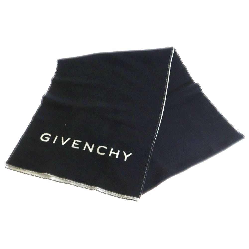 GIVENCHY(ジバンシィ) 4Gロゴ シルク混 ウール マフラー ブラック/グレー