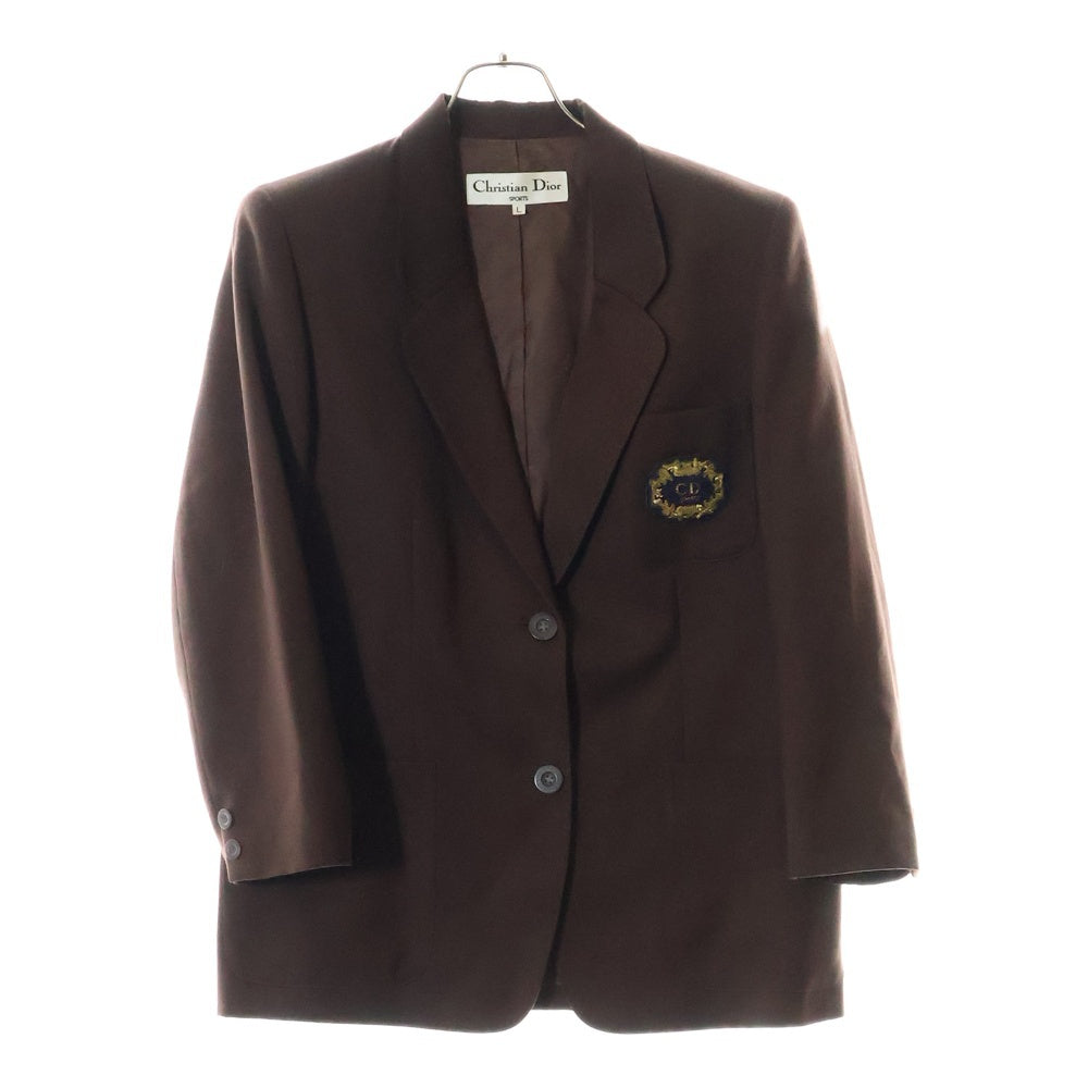 Christian Dior(クリスチャンディオール) CDロゴ ワッペン付 シングルテーラードジャケット ブラウン レディース