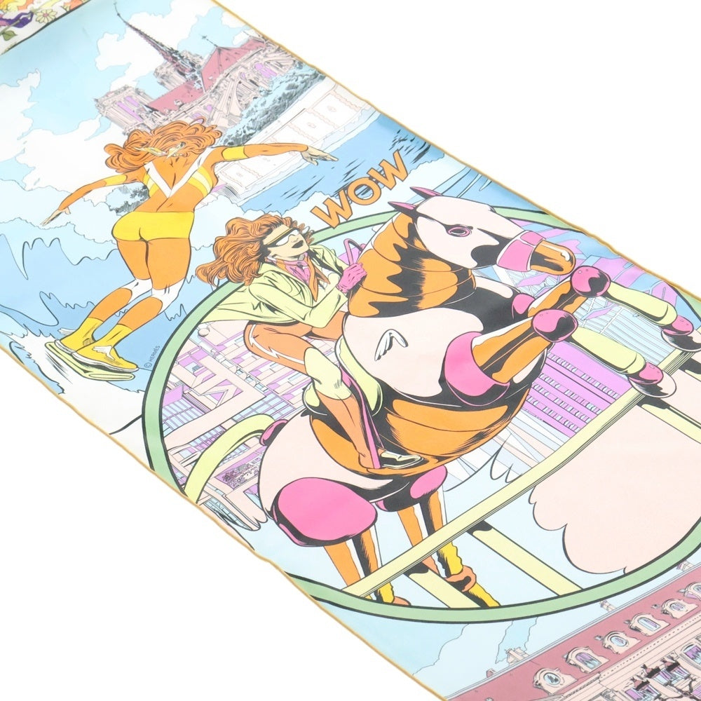 HERMES(エルメス) LE PREMIER CHANT WOW ツイリー 馬柄 プリント シルクマフラー スカーフ オレンジ