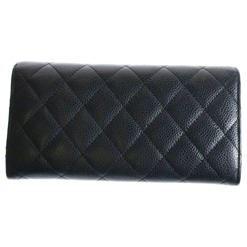CHANEL(シャネル) マトラッセ キャビアスキン ココマーク レザー クラシックロングウォレット 長財布 ブラック A80758 26番台